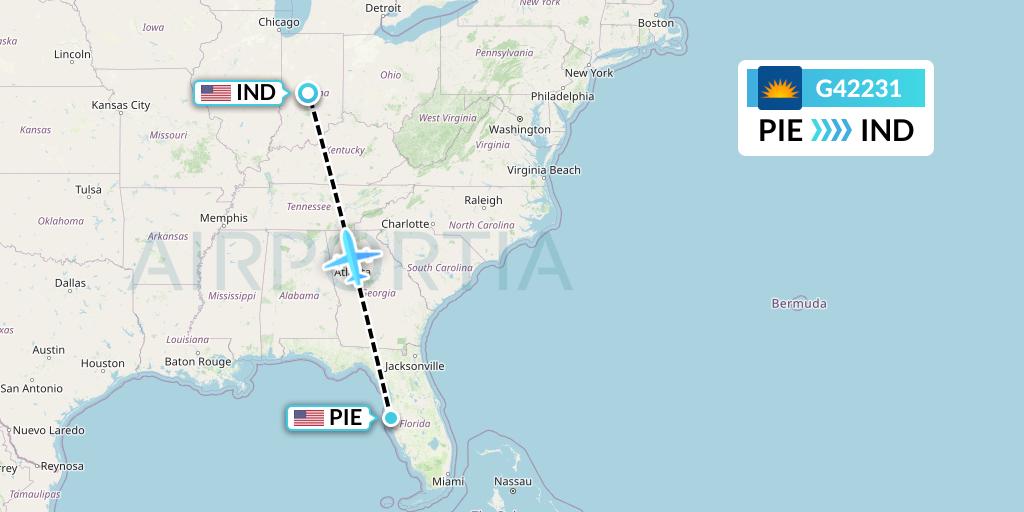 G42231 Allegiant Air Flight Map: St. Petersburg to Indianapolis