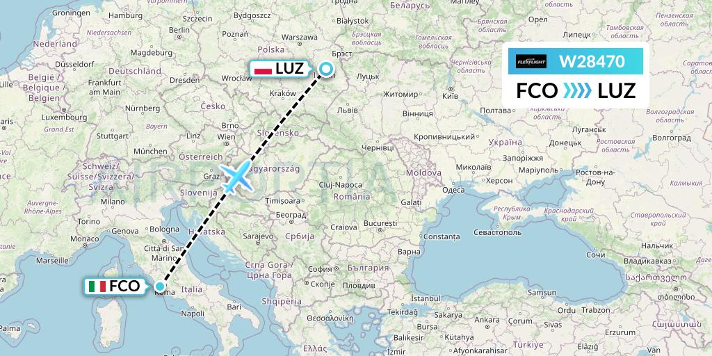 W28470 Flex Flight Flight Map: Rome to Lublin