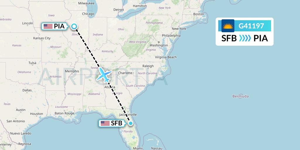 G41197 Allegiant Air Flight Map: Orlando to Peoria
