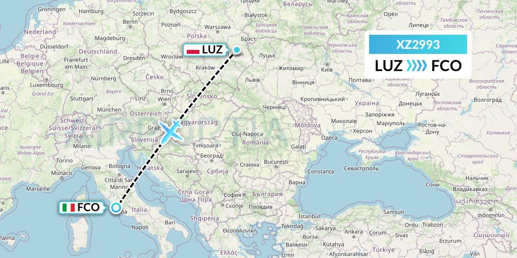 XZ2993 Aeroitalia Flight Map: Lublin to Rome