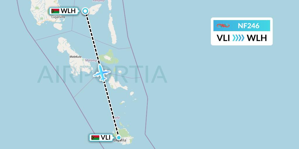 NF246 Air Vanuatu Flight Map: Port Vila to Walaha