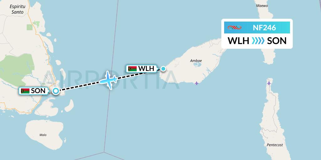 NF246 Air Vanuatu Flight Map: Walaha to Luganville