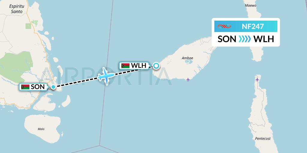 NF247 Air Vanuatu Flight Map: Luganville to Walaha