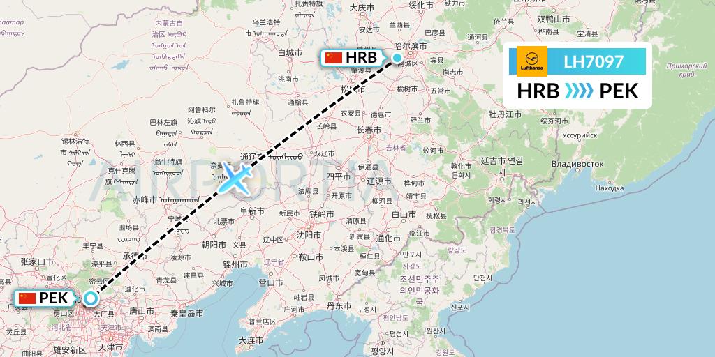 LH7097 Lufthansa Flight Map: Harbin to Beijing