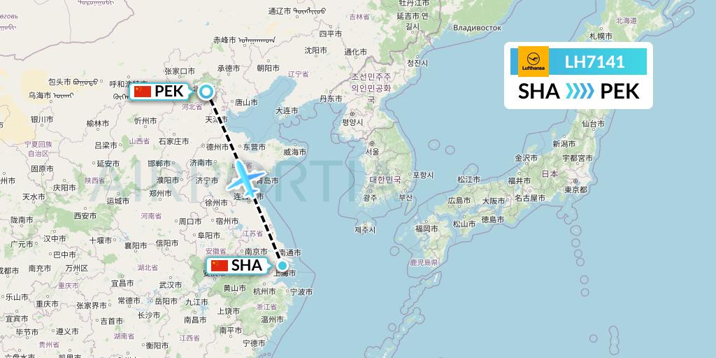 LH7141 Lufthansa Flight Map: Shanghai to Beijing