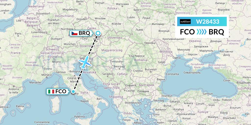W28433 Flex Flight Flight Map: Rome to Brno