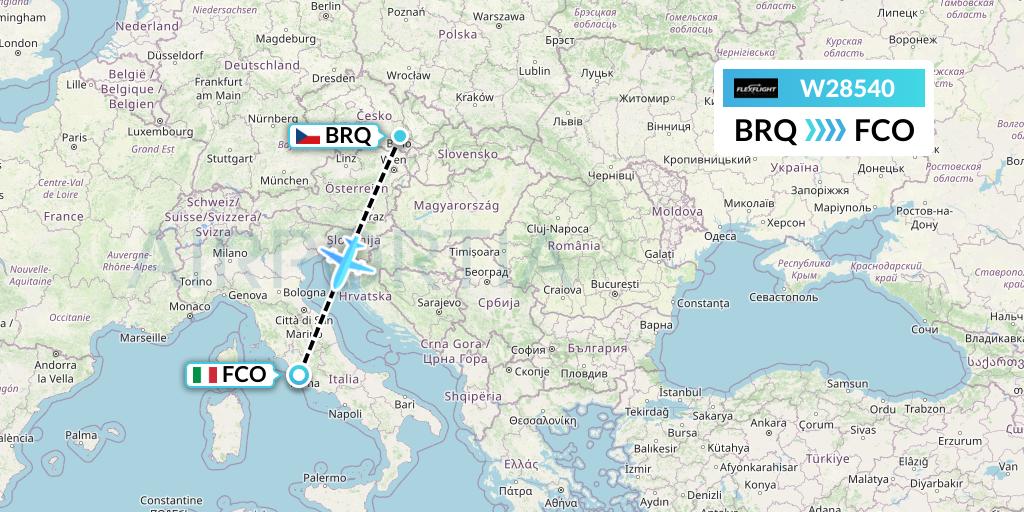 W28540 Flex Flight Flight Map: Brno to Rome