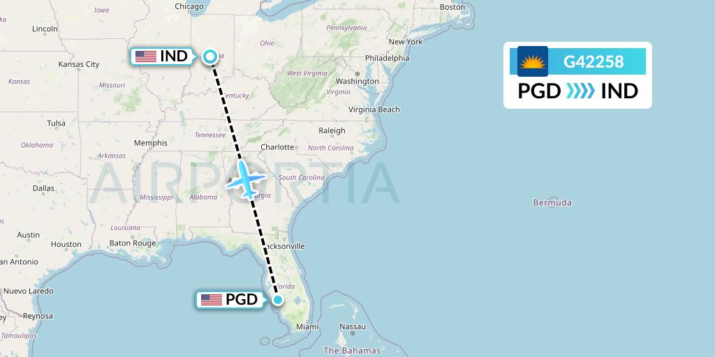 G42258 Allegiant Air Flight Map: Punta Gorda to Indianapolis