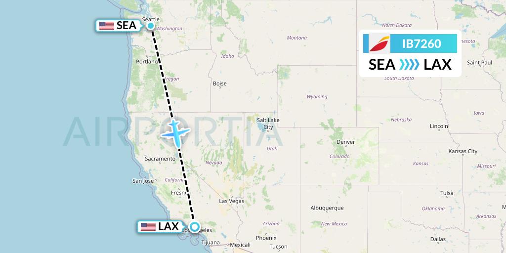 IB7260 Iberia Flight Map: Seattle to Los Angeles