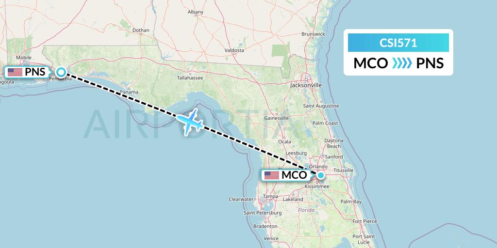 CSI571 Csi Aviation Flight Map: Orlando to Pensacola