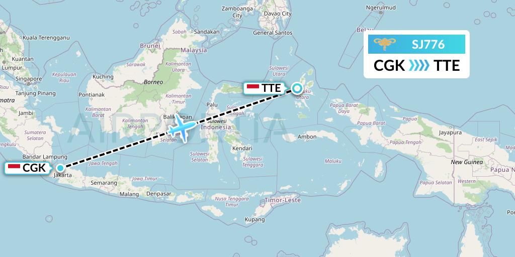 SJ776 Sriwijaya Air Flight Map: Jakarta to Ternate