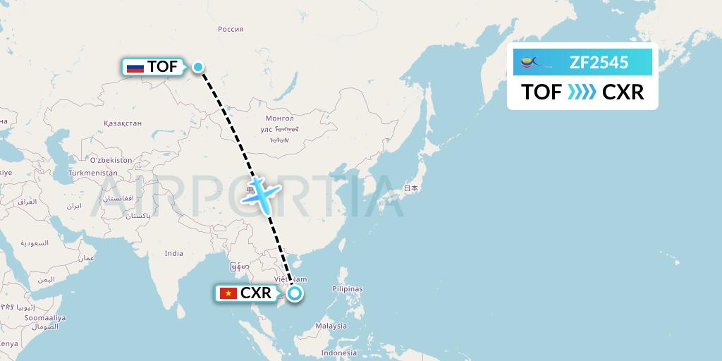 ZF2545 Azur Air Flight Map: Tomsk to Nha Trang