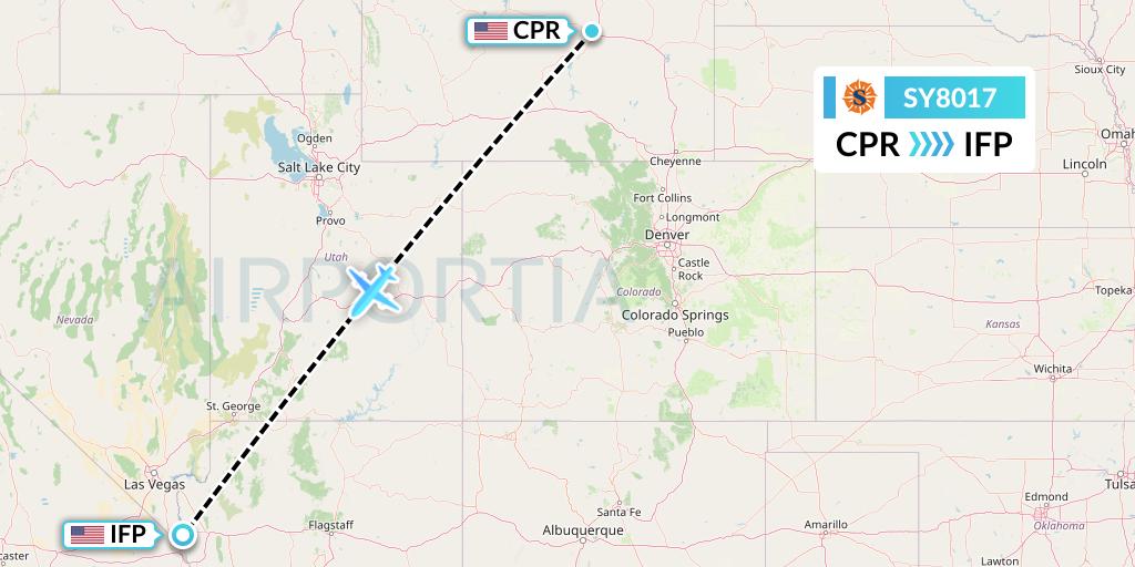 SY8017 Sun Country Airlines Flight Map: Casper to Bullhead City