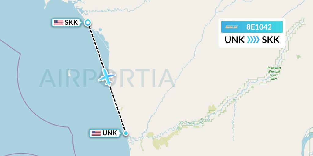 8E1042 Bering Air Flight Map: Unalakleet to Shaktoolik