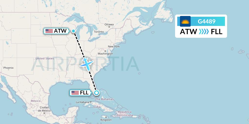 G4489 Allegiant Air Flight Map: Appleton to Fort Lauderdale