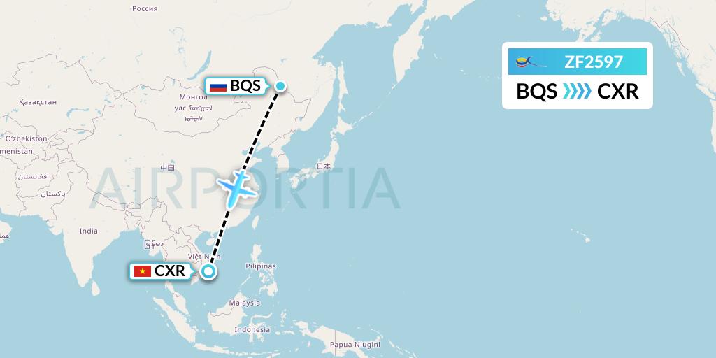 ZF2597 Azur Air Flight Map: Blagoveshchensk to Nha Trang