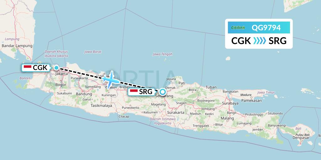 QG9794 Citilink Flight Map: Jakarta to Semarang