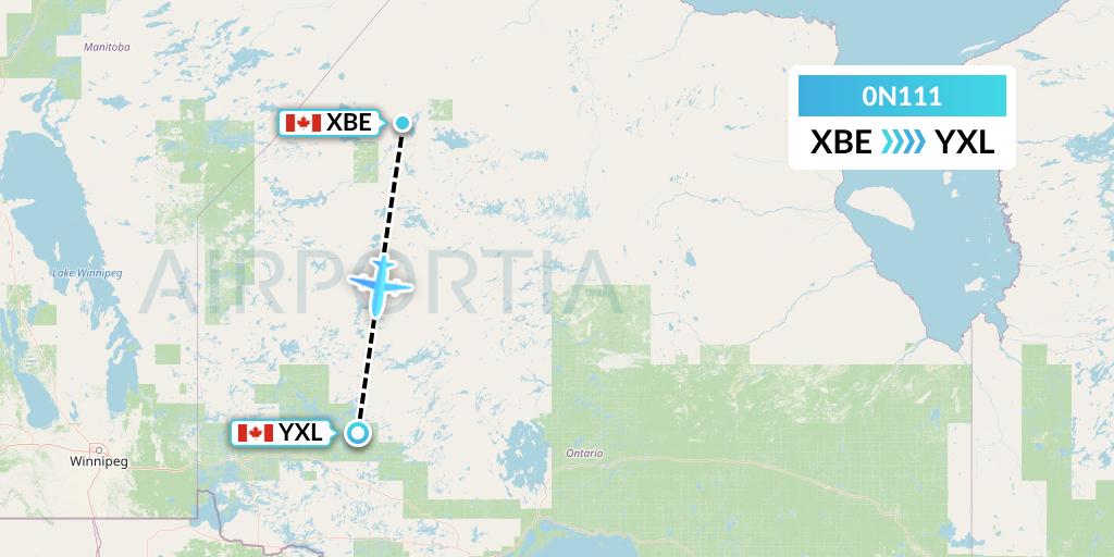 0N111 North Star Air Flight Map: Bearskin Lake to Sioux Lookout