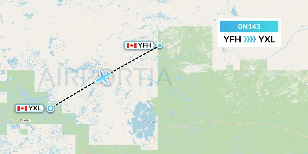 0N143 North Star Air Flight Map: Fort Hope to Sioux Lookout
