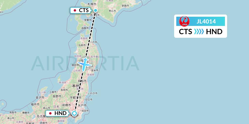 JL4014 Japan Airlines Flight Map: Sapporo to Tokyo