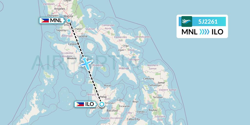 5J2261 CEBU Pacific Air Flight Map: Manila to Iloilo