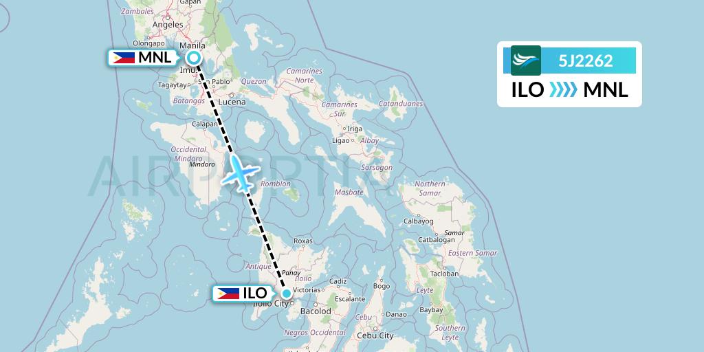 5J2262 CEBU Pacific Air Flight Map: Iloilo to Manila