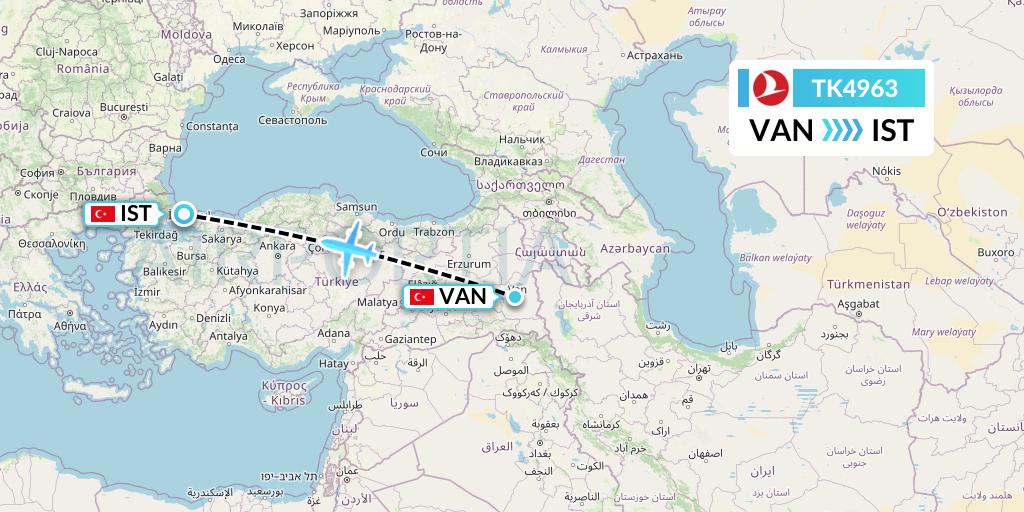 TK4963 Turkish Airlines Flight Map: Van to Istanbul