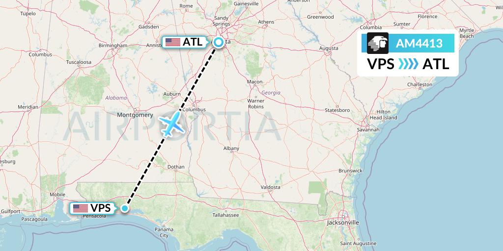 AM4413 Aeromexico Flight Map: Valparaiso to Atlanta