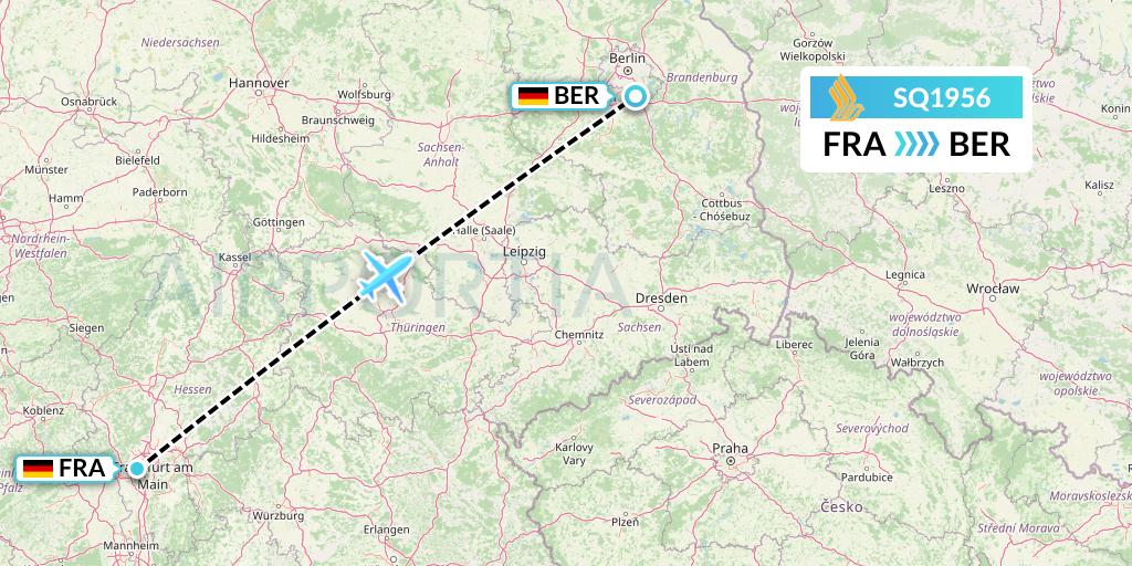 SQ1956 Singapore Airlines Flight Map: Frankfurt to Berlin