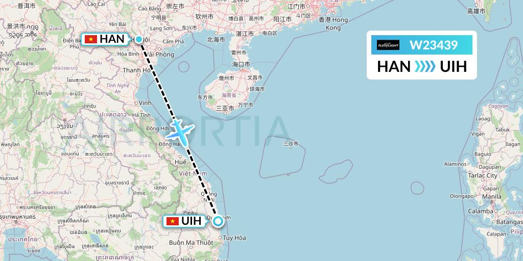W23439 Flex Flight Flight Map: Hanoi to Qui Nhon