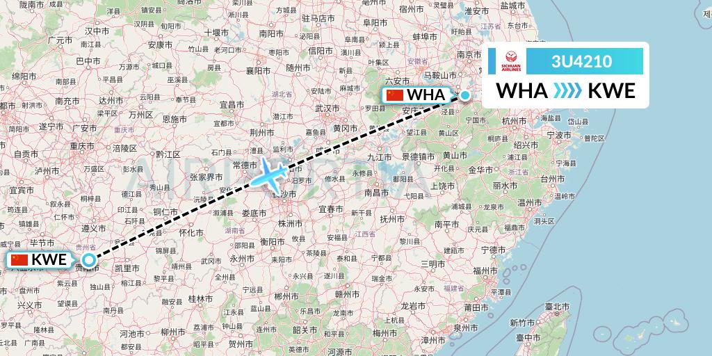 3U4210 Sichuan Airlines Flight Map: Wuhu to Guiyang