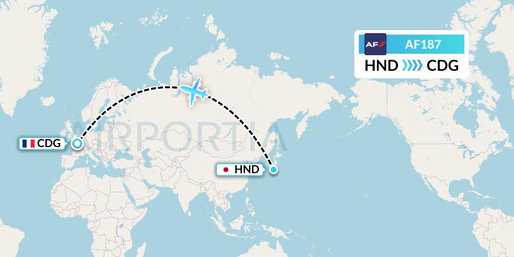 AF187 Air France Flight Map: Tokyo to Paris