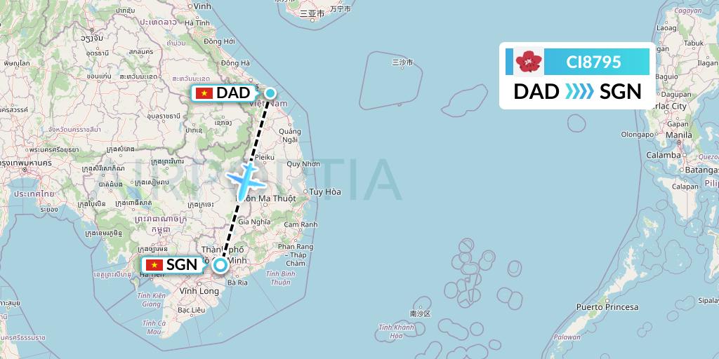 CI8795 China Airlines Flight Map: Da Nang to Ho Chi Minh City