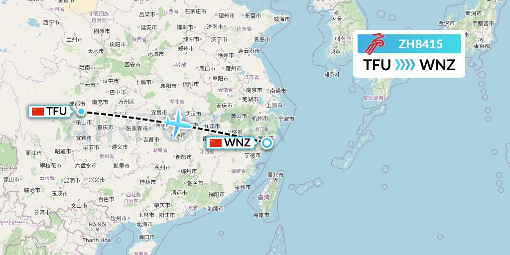 ZH8415 Shenzhen Airlines Flight Map: Chengdu to Wenzhou
