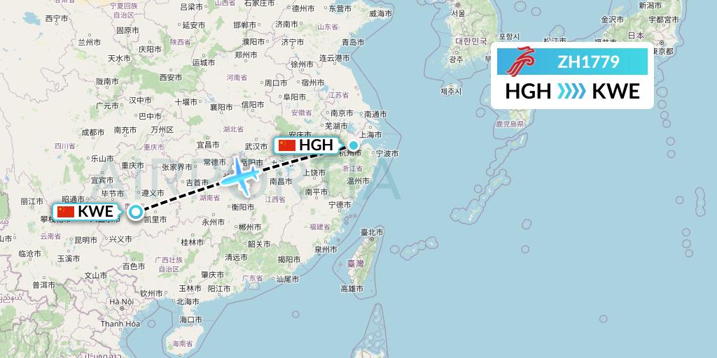 ZH1779 Shenzhen Airlines Flight Map: Hangzhou to Guiyang