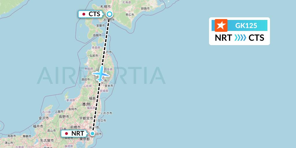 GK125 JetStar Japan Flight Map: Tokyo to Sapporo