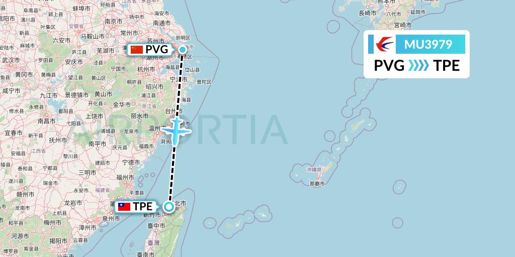 MU3979 China Eastern Airlines Flight Map: Shanghai to Taipei