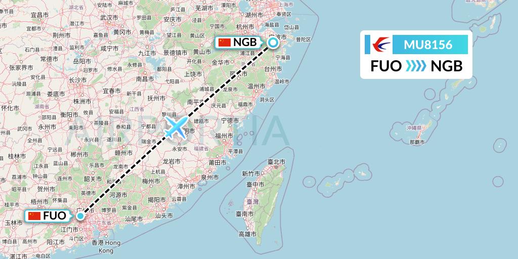 MU8156 China Eastern Airlines Flight Map: Foshan to Ningbo