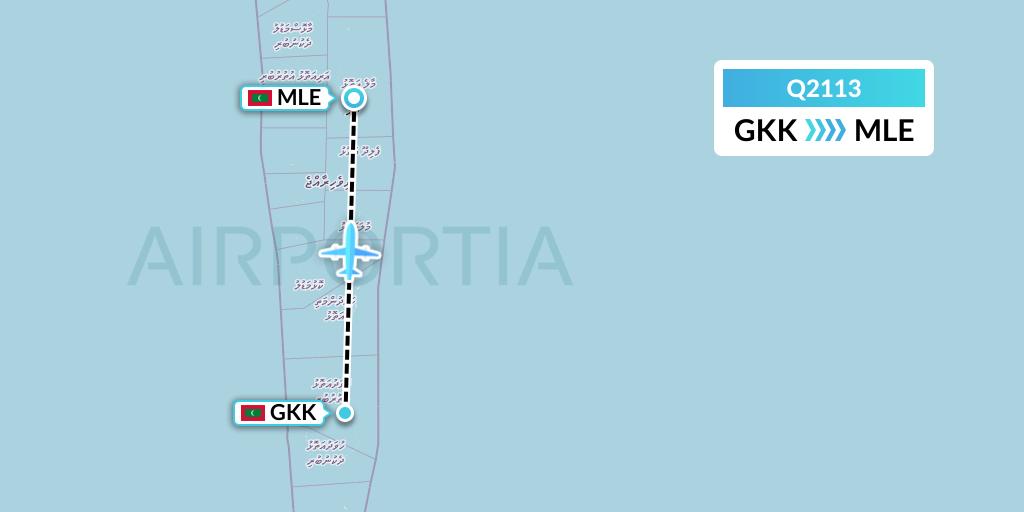 Q2113 Maldivian Flight Map: Kooddoo Island to Male