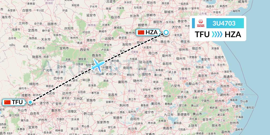 3U4703 Sichuan Airlines Flight Map: Chengdu to Jinan