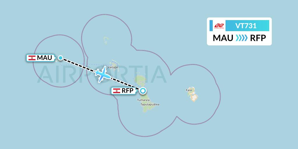 VT731 Air Tahiti Flight Map: Maupiti to Raiatea