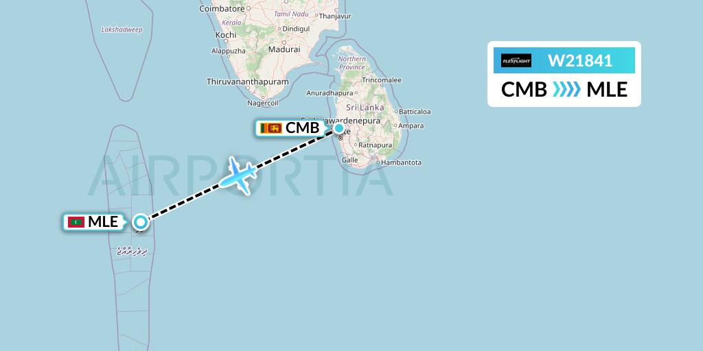 W21841 Flex Flight Flight Map: Colombo to Male