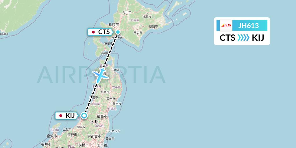 JH613 Fuji Dream Airlines Flight Map: Sapporo to Niigata