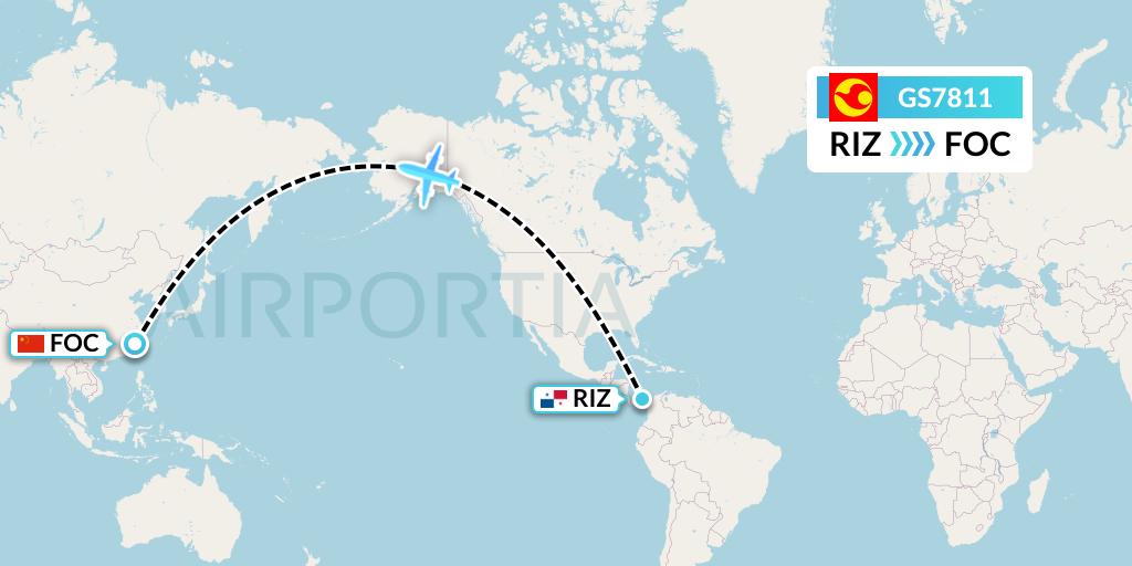 GS7811 Tianjin Airlines Flight Map: Rio Alzucar to Fuzhou