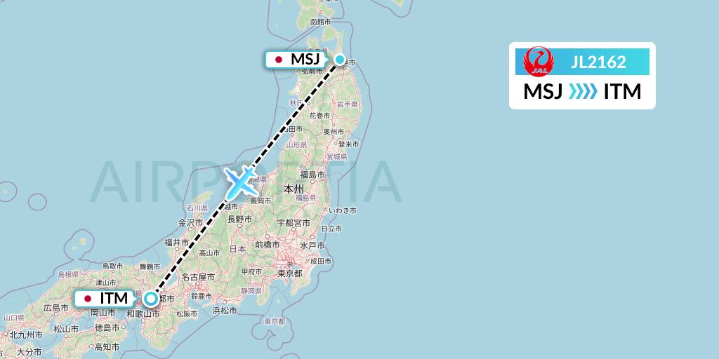 JL2162 Japan Airlines Flight Map: Misawa to Osaka
