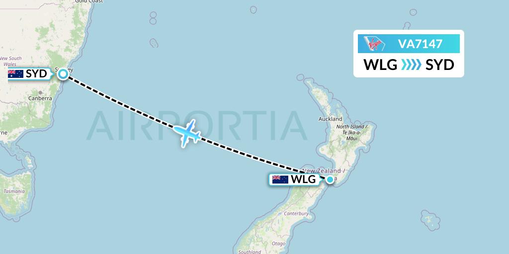 VA7147 Virgin Australia Flight Map: Wellington to Sydney