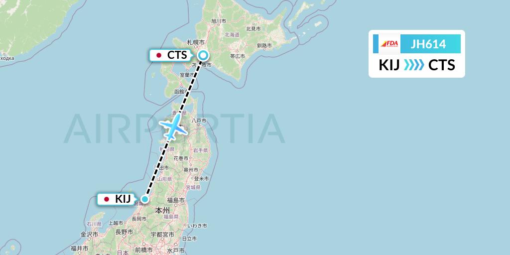 JH614 Fuji Dream Airlines Flight Map: Niigata to Sapporo
