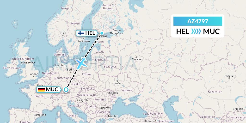 AZ4797 ITA Airways Flight Map: Helsinki to Munich