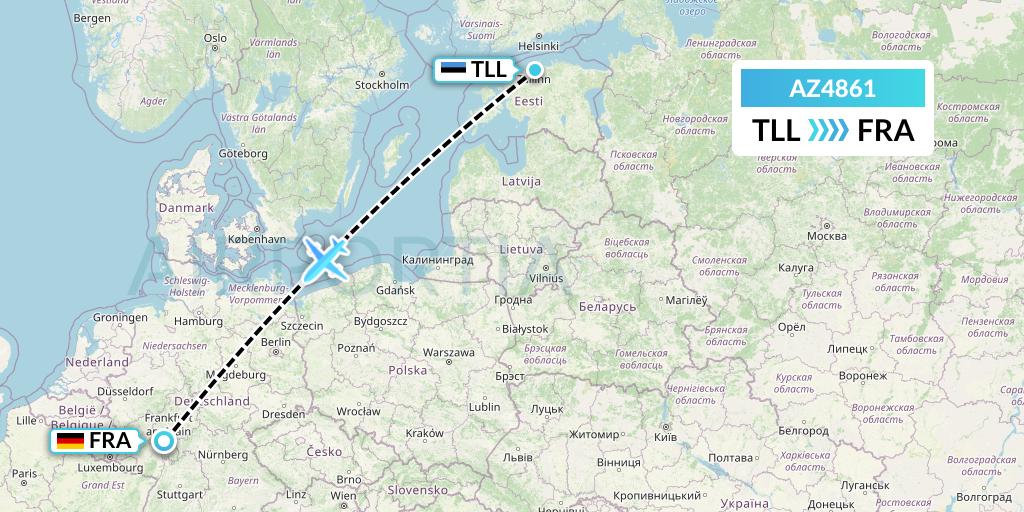 AZ4861 ITA Airways Flight Map: Tallinn to Frankfurt