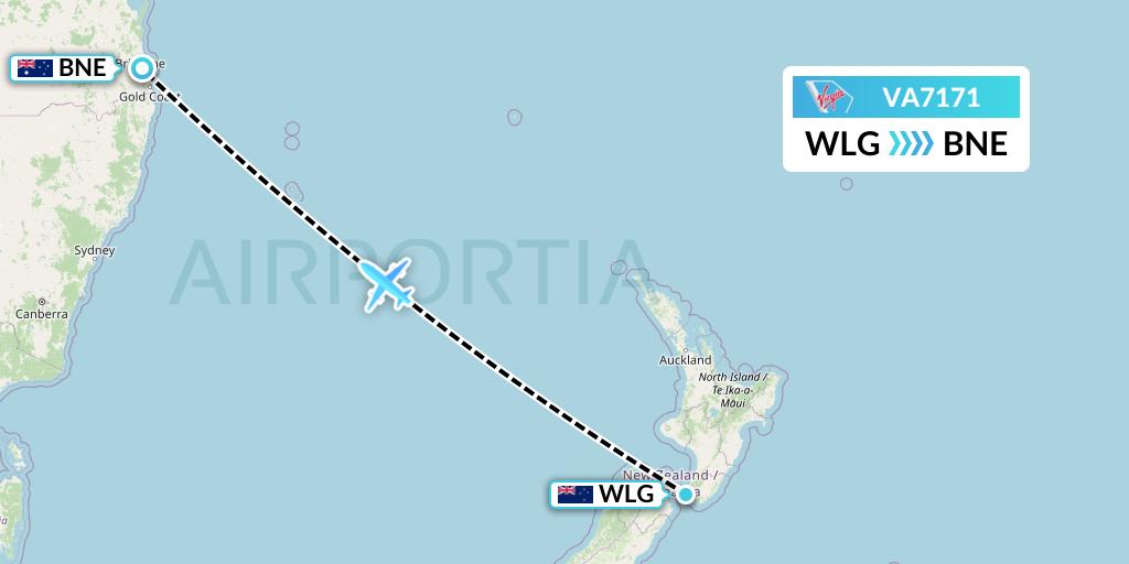 VA7171 Virgin Australia Flight Map: Wellington to Brisbane